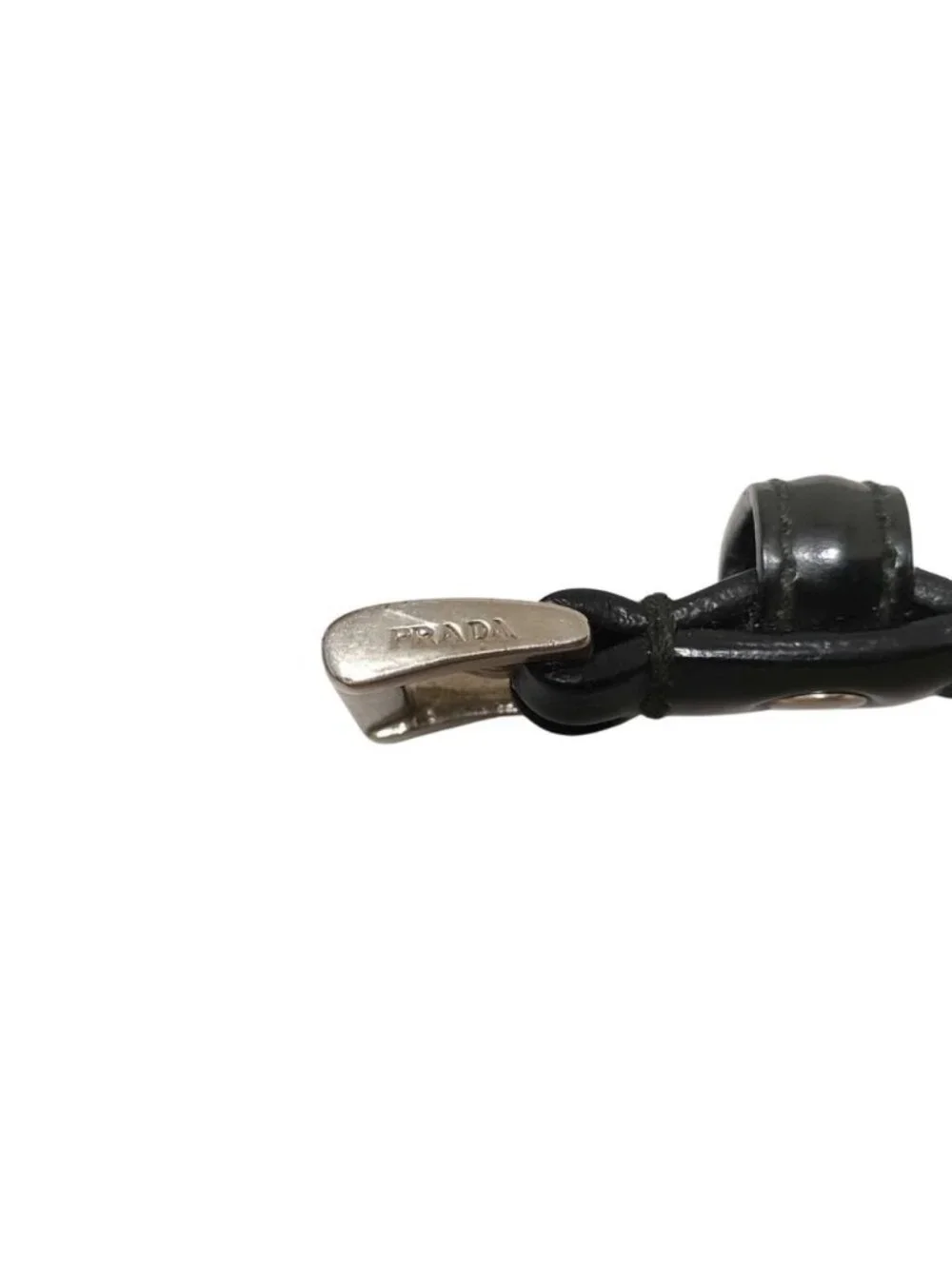 Prada Tall Collar Black Canvas Leather Belt